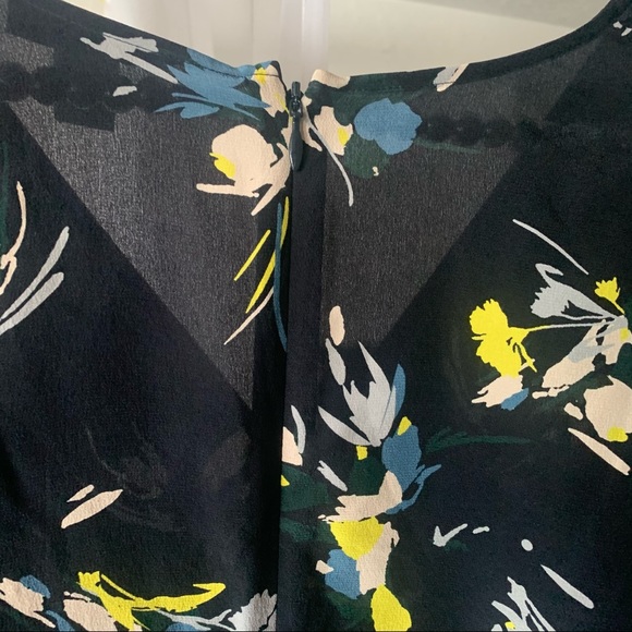Lewit Navy Blue Floral Print 100% Silk Midi Dress - Picture 7 of 9